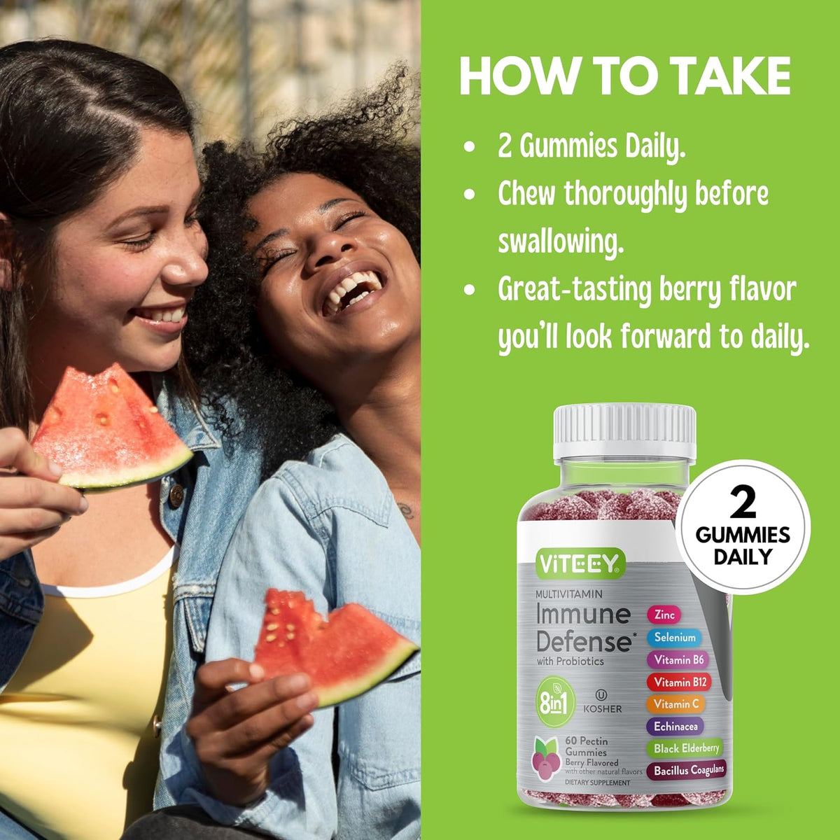 Viteey Multivitamin Gummies 8in1 Immune Support Supplement with Probiotics - görsel 5