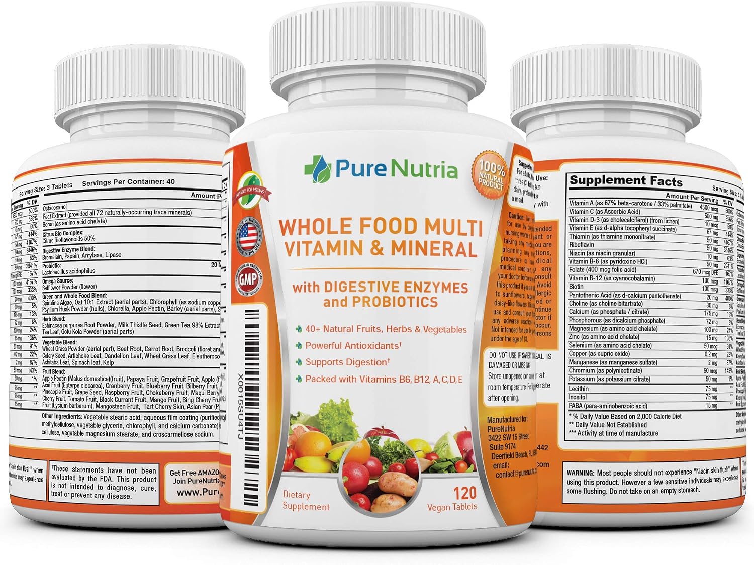 PureNutria Whole Food Multivitamin & Minerals with Probiotic Enzymes – 120 Tablets for Women and Men - görsel 6