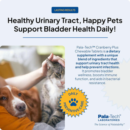 Pala Tech Cranberry Chewable Tablets for Dogs and Cats - Urinary Health Supplement (60 Chewable Tablets)