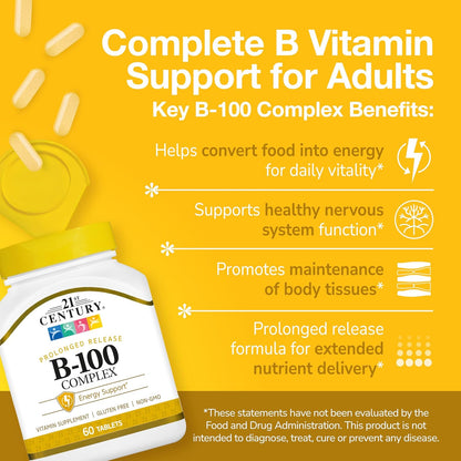 21st Century B-100 Complex Prolonged-Release Tablets, 60 Tablets