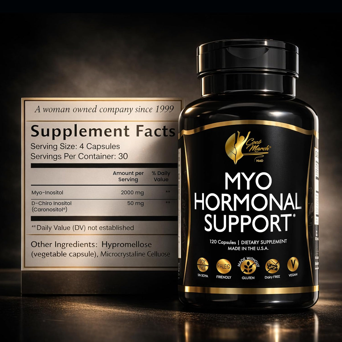 Cocó March N.M.D Myo-Inositol Hormonal Support for Women – Supports Hormone Balance & Menopause Wellness, Energy & Metabolism – Gluten-free, Dairy-free, Vegan – 120 Capsules - görsel 9