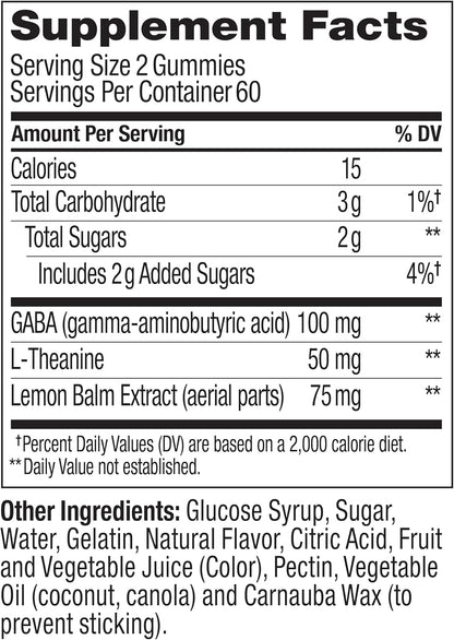 OLLY Goodbye Stress Gummy, Stress Relief Supplement with GABA & L-Theanine, Berry Flavour - 120 Gummies