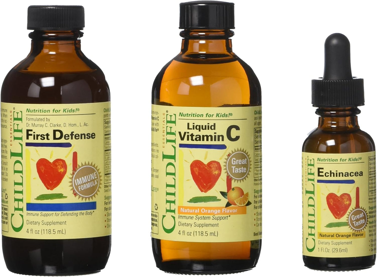 CHILDLIFE ESSENTIALS Immune Support 3-Pack - Liquid Vitamin C, Echinacea and First Defence - görsel 1