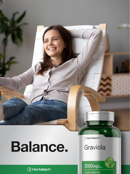 Horbäach Graviola Capsules | 120 Count | Soursop (Annona Muricata) | Non-GM & Gluten-Free Food Supplement