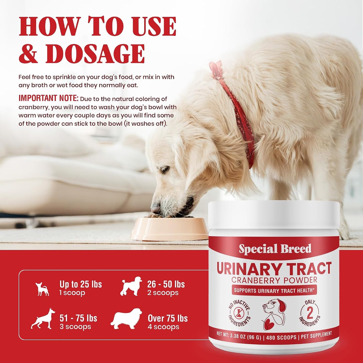 UTI & Urinary Tract Treatment for Dogs – Cranberry Powder for Bladder and Kidney Health – Helps Frequent Urination and Incontinence – Natural Dog UTI Support Supplement – Made in USA - görsel 6