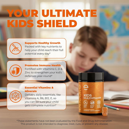 Premium Children's Multivitamin Gummies – 12 in 1 Gummy Vitamins – Chewable Multivitamin for Toddlers and Teens – Immune, Brain & Focus Support – GMO-Free, Gluten-free – 2 Months Supply