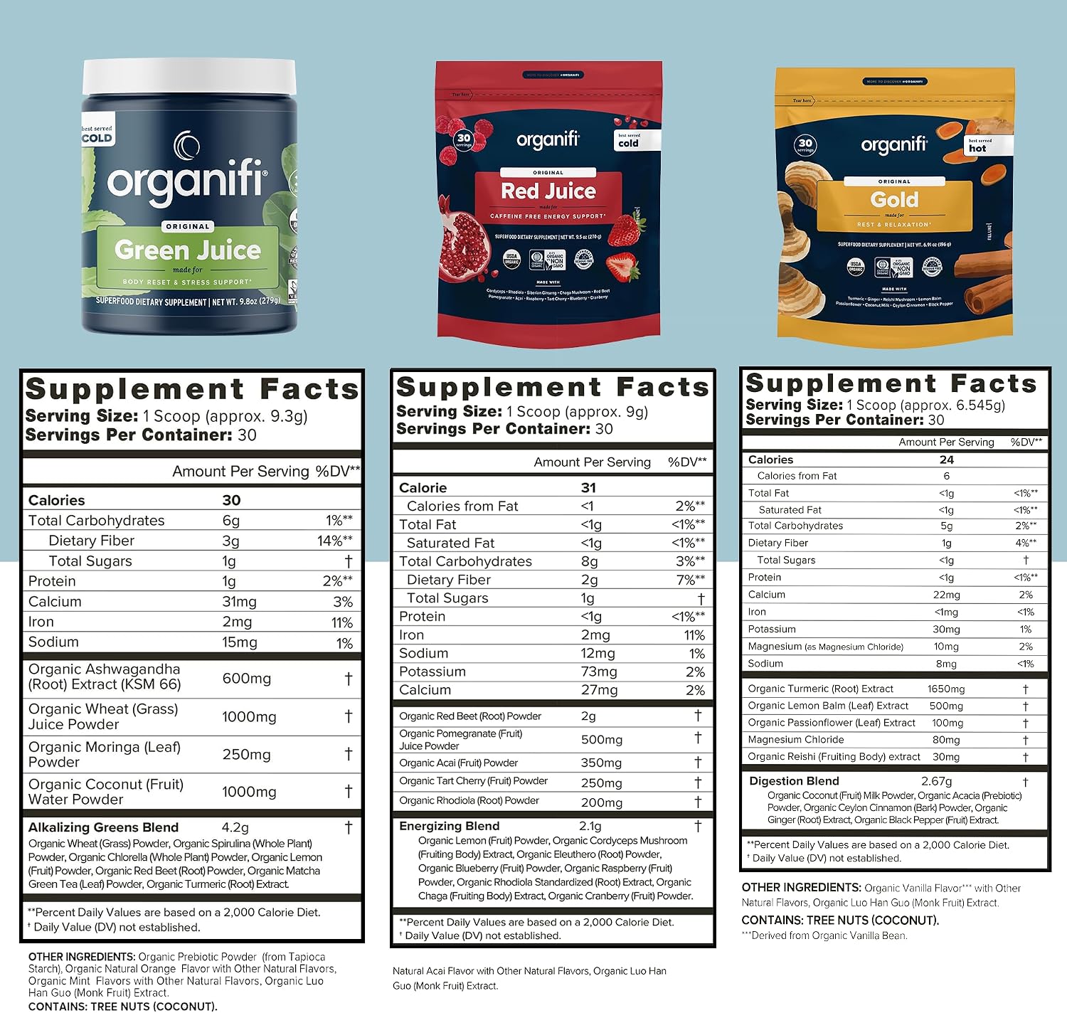 Organifi Sunrise to Sunset Power Box - Organic Superfood Powder Set (Green Juice, Red Juice, Golden Milk) - görsel 2