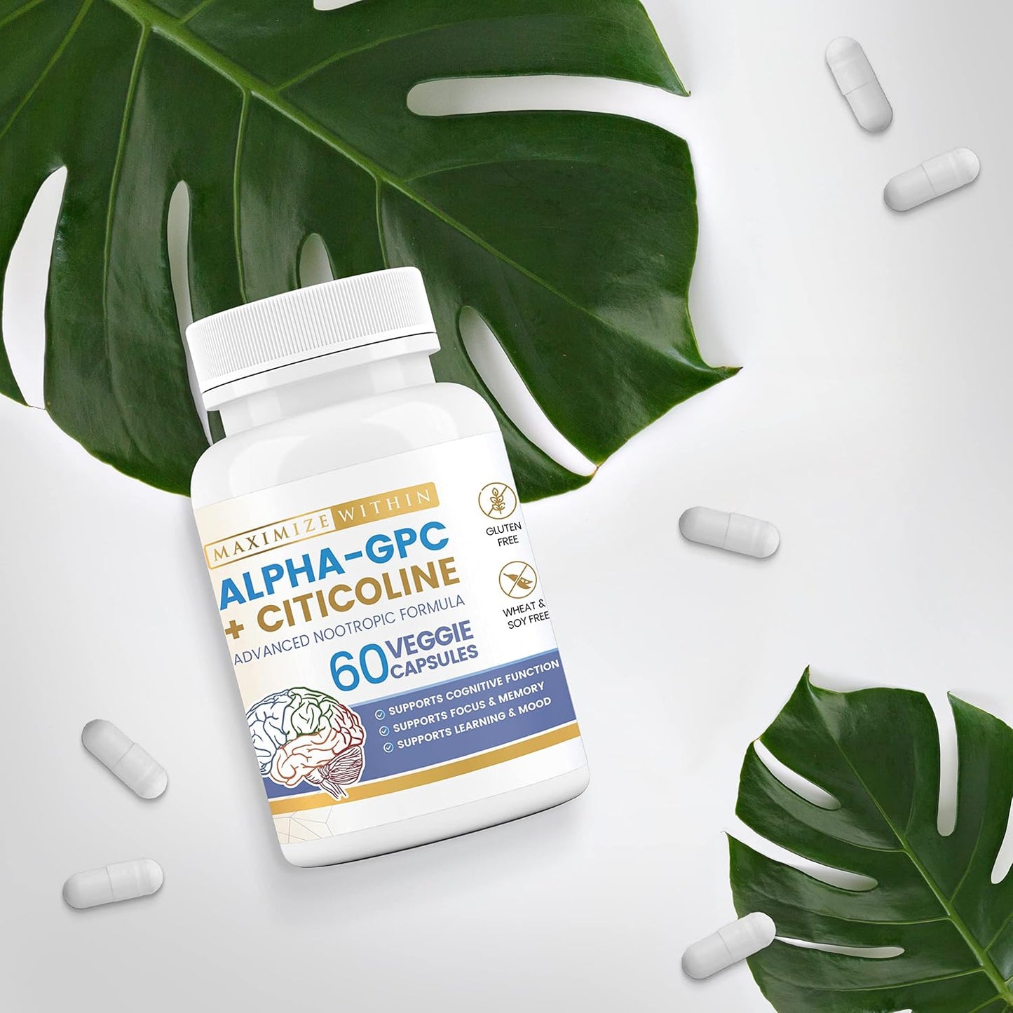 Alpha GPC + Citicoline 60 Capsules, 1600mg Concentrated Formula – Cognitive Support - görsel 5