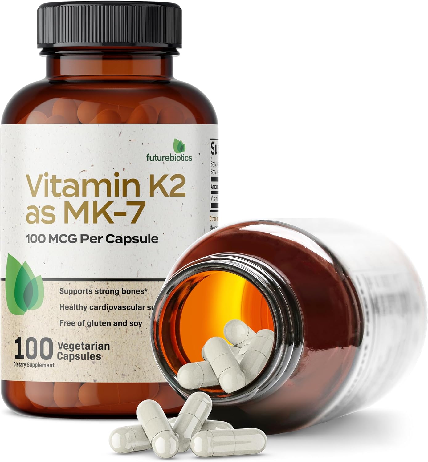Futurebiotics Vitamin K2 as MK-7 100 µg, Supports Strong Bones - Non-GM, 100 Vegetarian Capsules - görsel 4