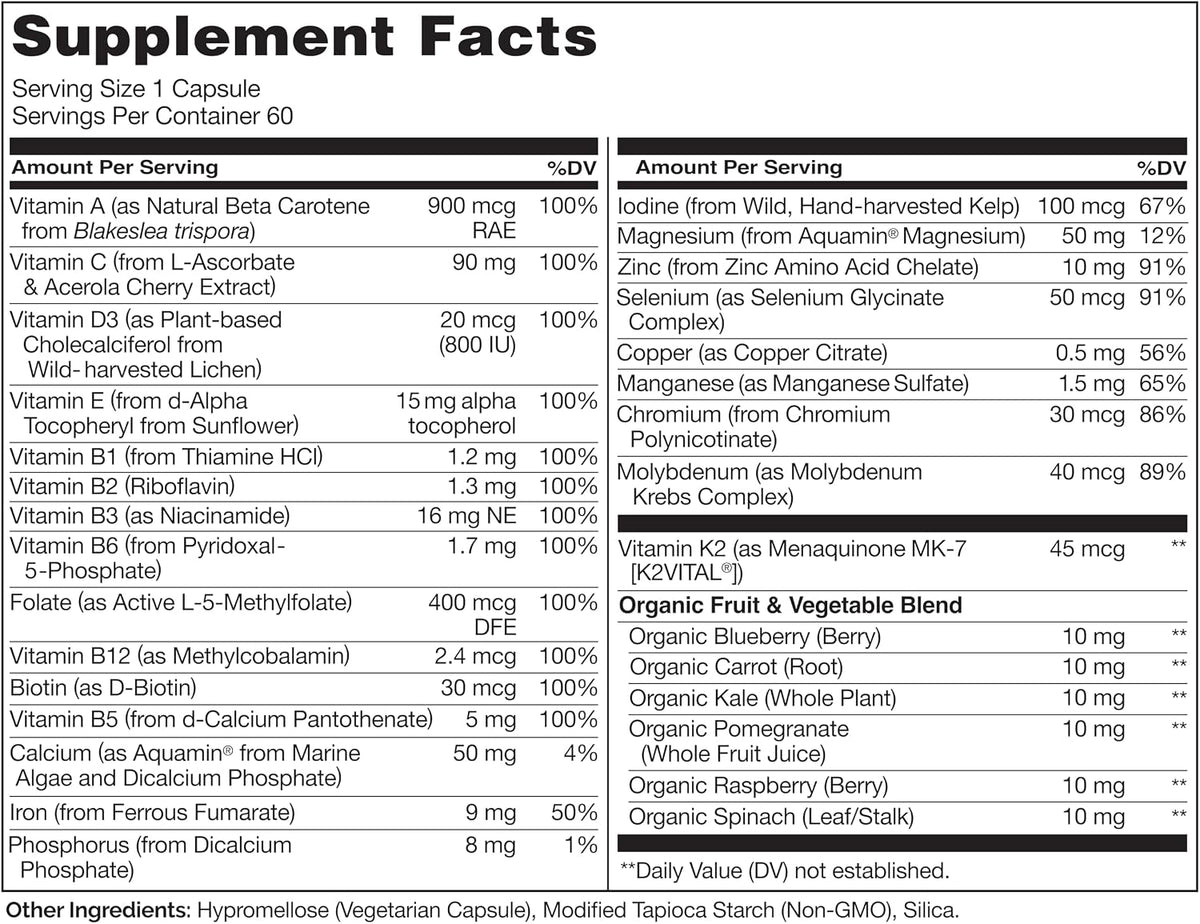 NATURELO One Daily Multivitamin for Women - Plant-Based Energy Support, 60 Capsules - görsel 3