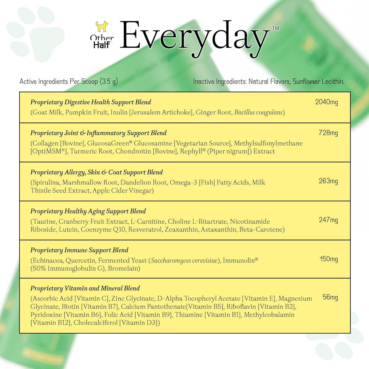 Other Half Everyday - Dog Multivitamin Supplement - Daily Joint, Gut, Allergy, Immune, Urinary Tract Support, Skin, Coat & More - Glucosamine, Chondroitin, Omega-3 & Probiotics | 45 Active Ingredients - görsel 4