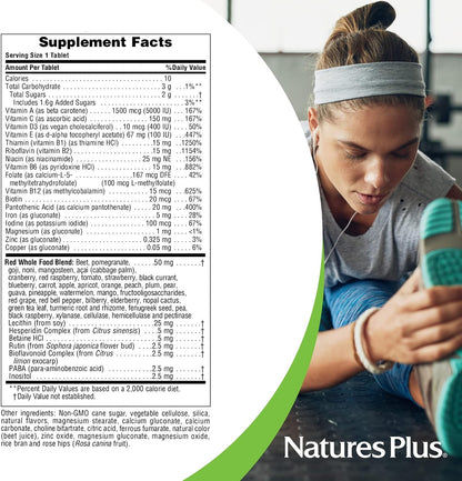 NaturesPlus Adult's Chewable Multivitamin & Mineral - Exotic Red Berry - 60 Tablets