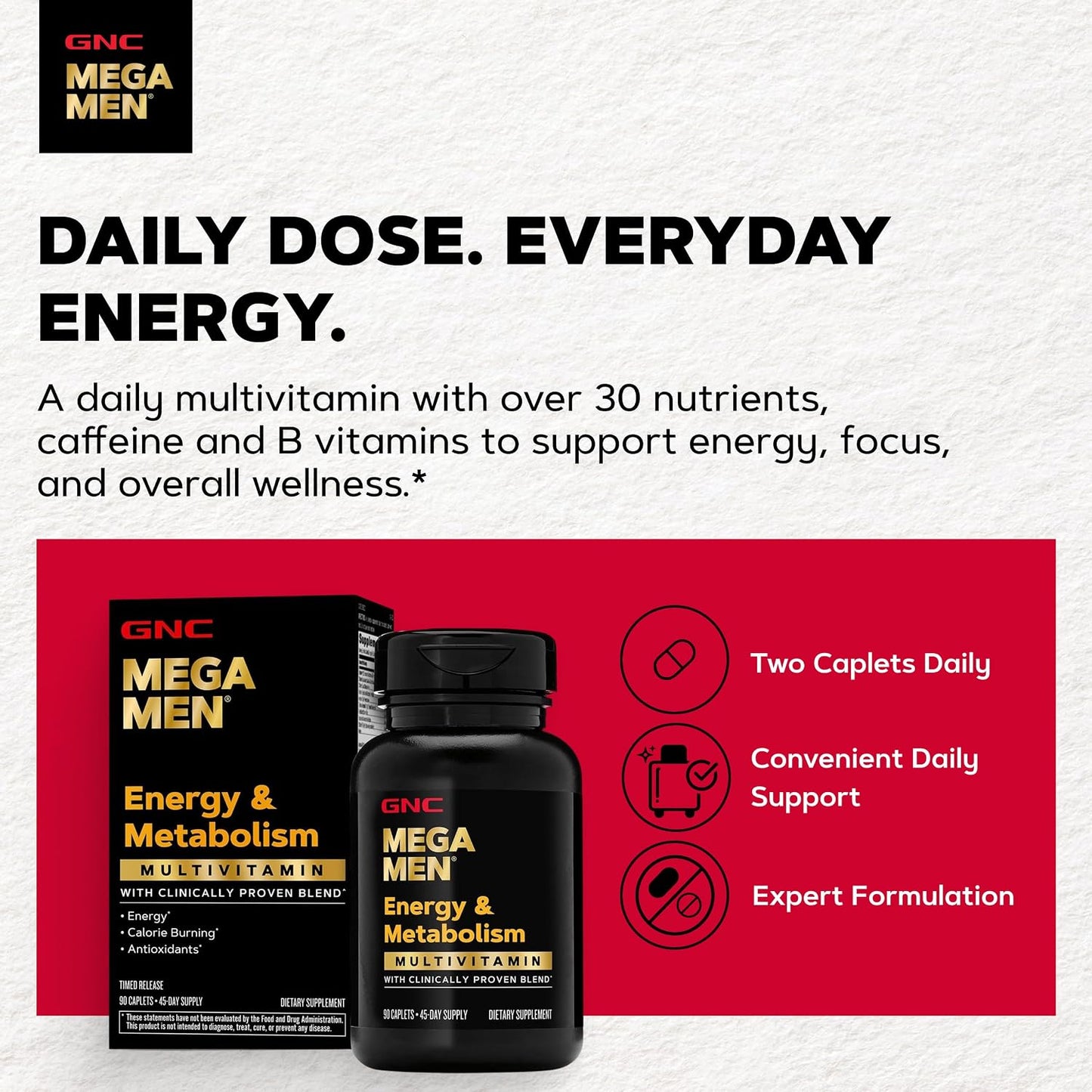 GNC Mega Men Energy & Metabolism Multivitamin for Men | 90 Tablets - görsel 3