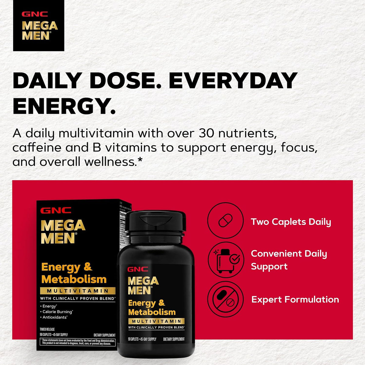 GNC Mega Men Energy & Metabolism Multivitamin for Men | 90 Tablets - görsel 3