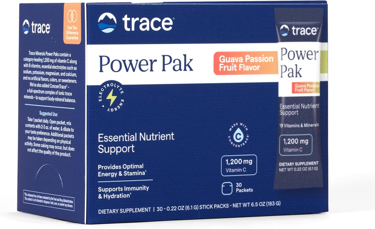 Trace Minerals Power Pak Electrolyte Powder Sachets – Guava Passionfruit (30 Pack) - görsel 1