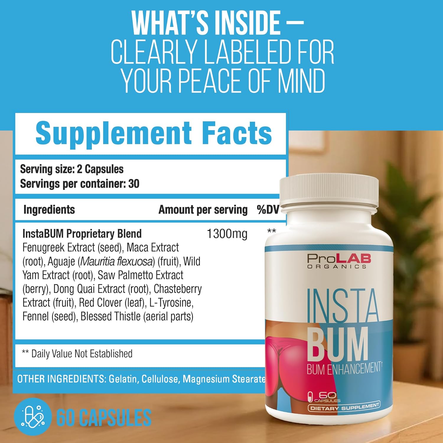 ProLab Organics InstaBum Bum Enhancement Pills – Lift, Shape and Fill Glutes - görsel 5