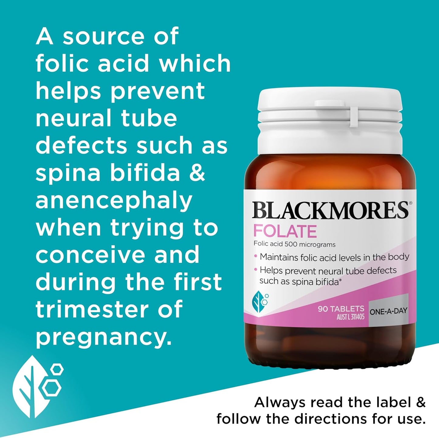 Blackmores Folate 500mcg 90 Tablets Folic Acid - görsel 3