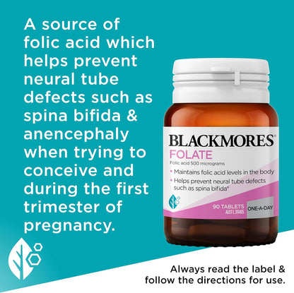 Blackmores Folate 500mcg 90 Tablets Folic Acid