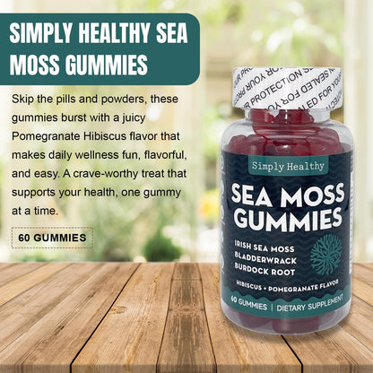 Premium Sea Moss Gummies with Bladderwrack and Burdock Root, 60 Count