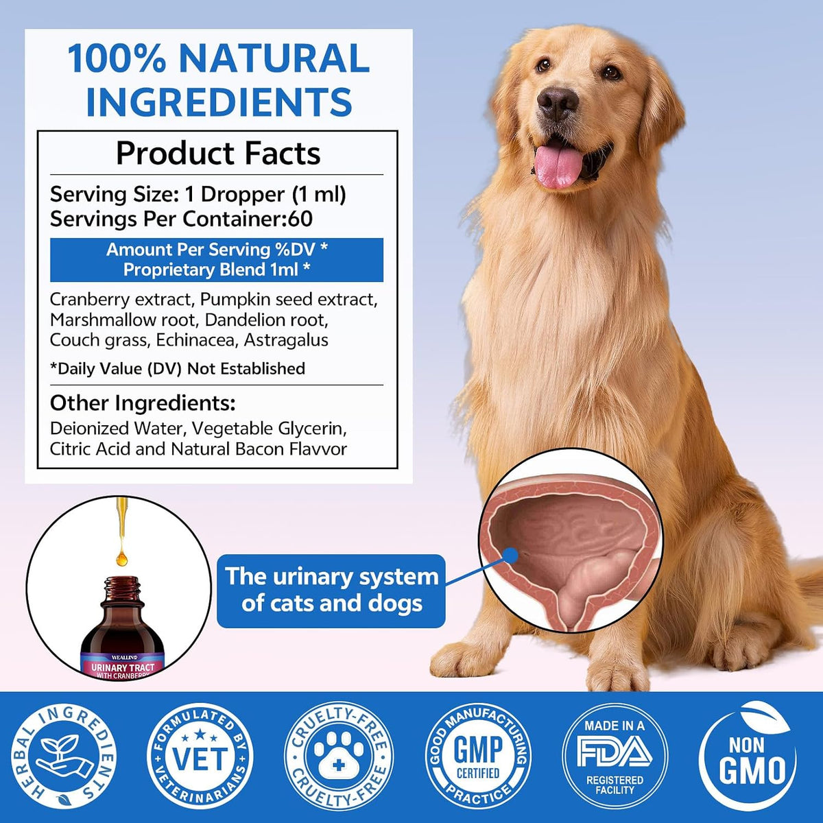 WEALLIN Cat & Dog Natural Urinary Tract Support Drops with Cranberry - görsel 7