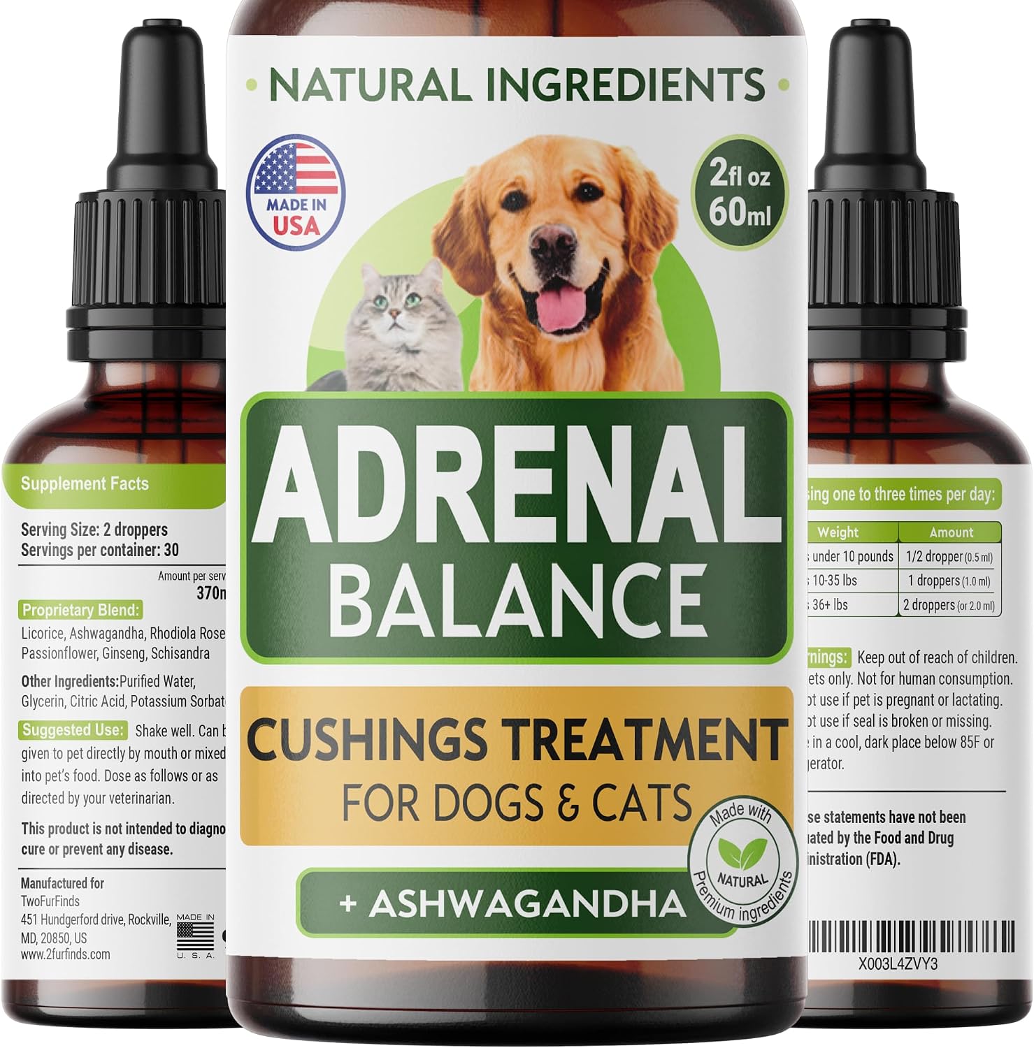Adrenal Balance Herbal Drops for Dogs and Cats, 60 ml - görsel 1