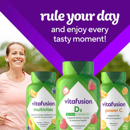 Vitafusion Extra Strength Vitamin D3 Gummies, Strawberry, 120 Count