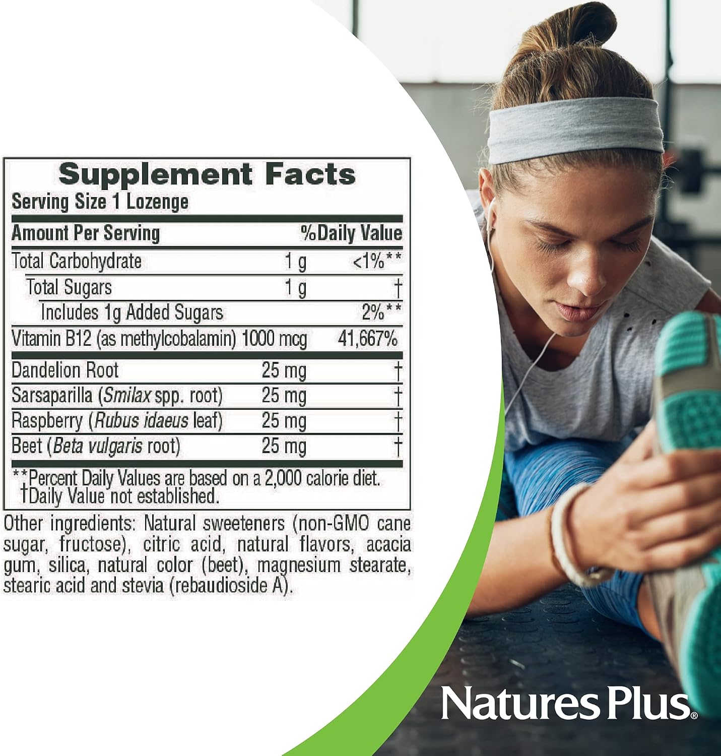 NaturesPlus Vitamin B12 1000 mcg - 30 Lozenges - Raspberry - görsel 5