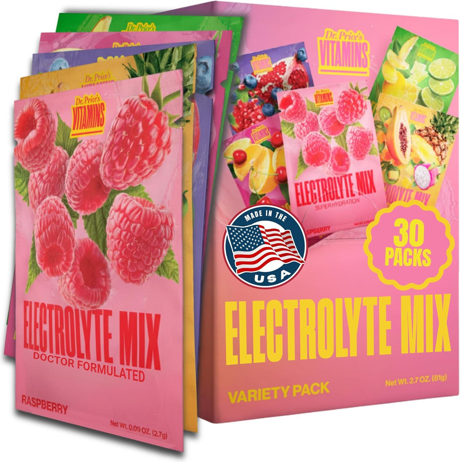 Dr. Price's Electrolytes Hydration Powder Packets – Cherry Lemonade, Sugar-Free Electrolyte Drink Mix with 72+ Trace Minerals, 30 Packets - görsel 9