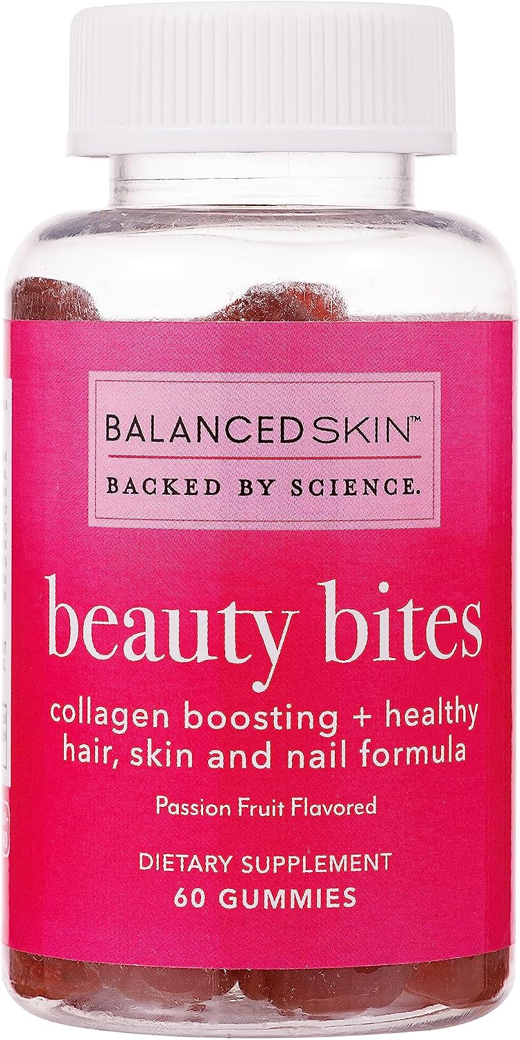 Beauty Bites Biotin Gummy Vitamins - Passion Fruit Flavoured Hair, Skin & Nails Gummies with 6000 mcg Biotin, Collagen, and Vitamins - görsel 1