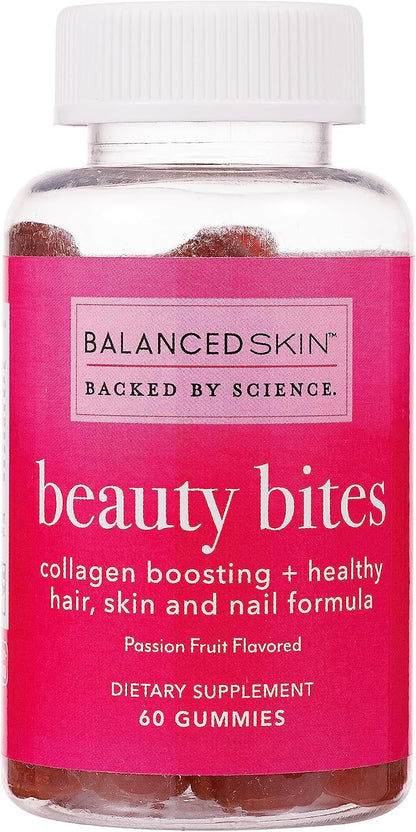 Beauty Bites Biotin Gummy Vitamins - Passion Fruit Flavoured Hair, Skin & Nails Gummies with 6000 mcg Biotin, Collagen, and Vitamins