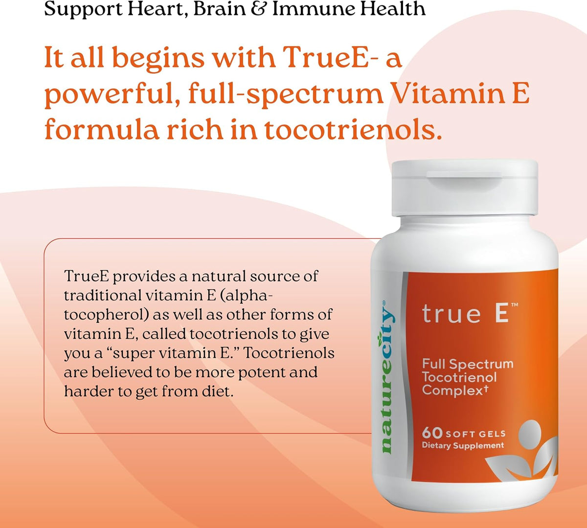 NatureCity True-E Full Spectrum Tocotrienols Vitamin E & Natural Alpha Tocopherol Supplement - görsel 2