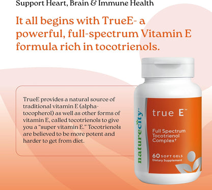 NatureCity True-E Full Spectrum Tocotrienols Vitamin E & Natural Alpha Tocopherol Supplement