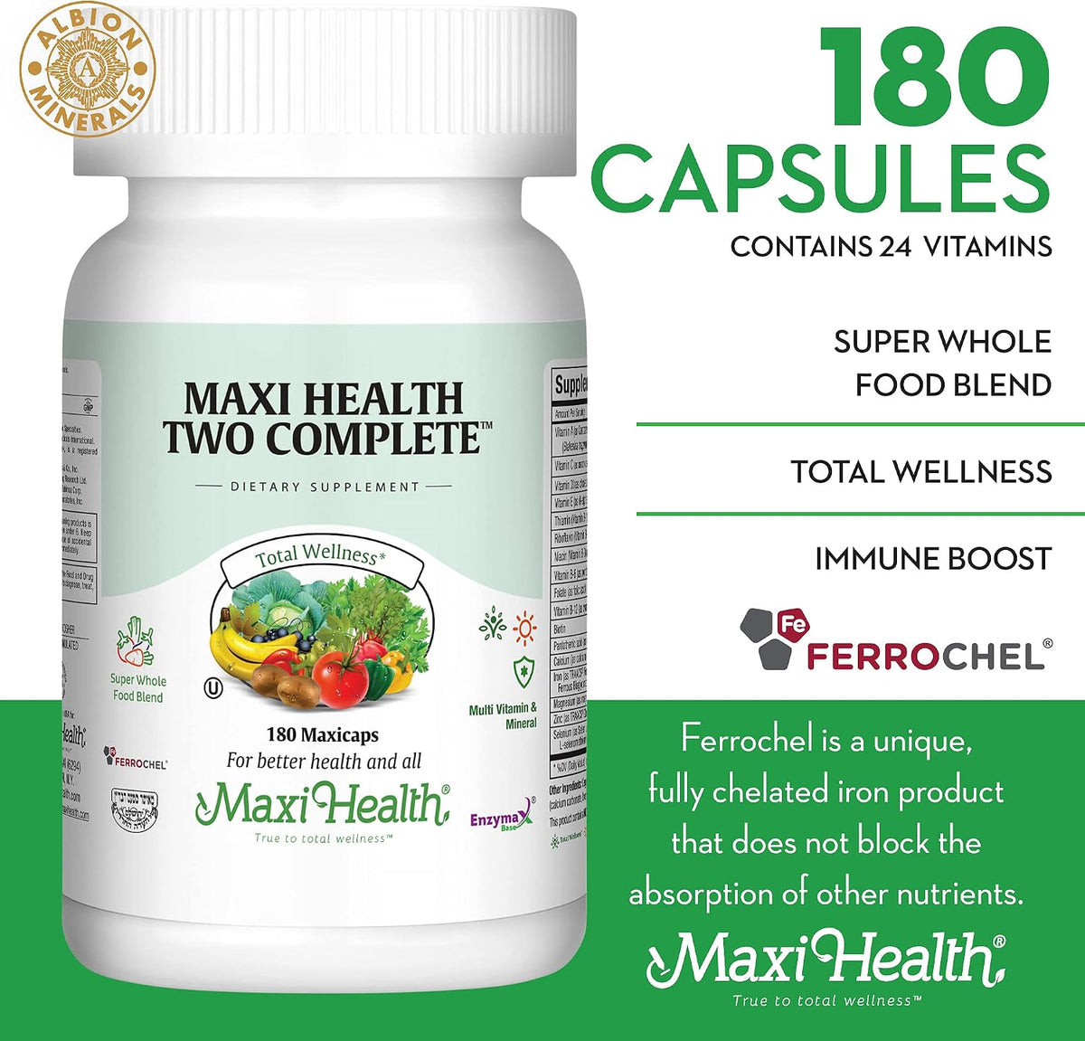 Maxi Health Multivitamin for Men and Women – Complete Daily Vitamins with Pomegranate and Green Tea – Kosher and Vegan – 180 Capsules - görsel 5