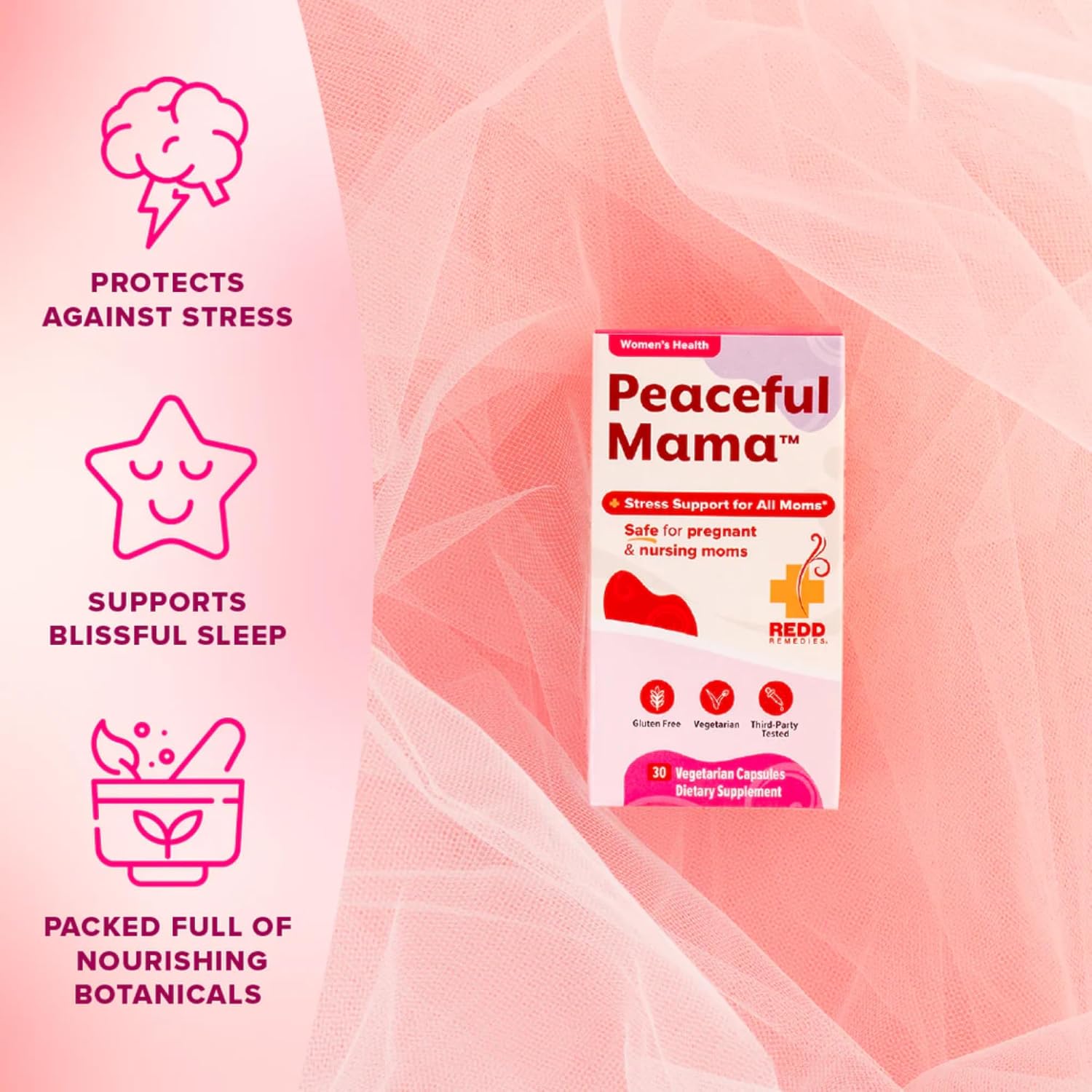 Redd Remedies Peaceful Mama | Designed for Women in All Stages of Life | with Lactium, Lemon Balm, and Ginger Root | 30 Servings - görsel 4