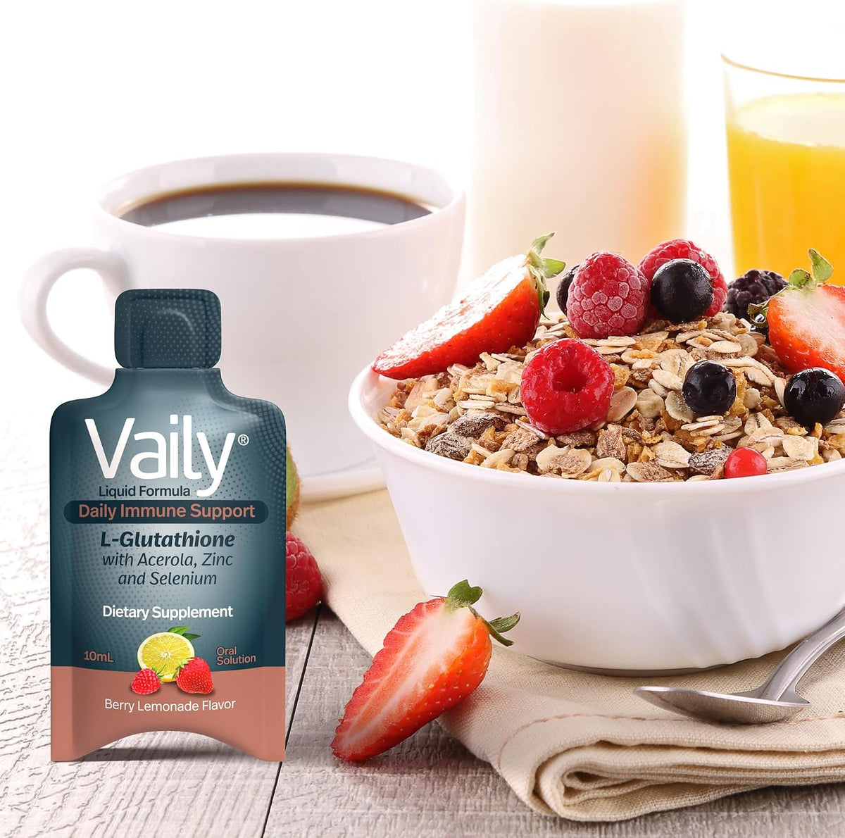 Vaily Immune Support Food Supplement – Liquid Glutathione with Acerola Vitamin C, Zinc & Selenium – 30 Single-Dose Vials - görsel 5