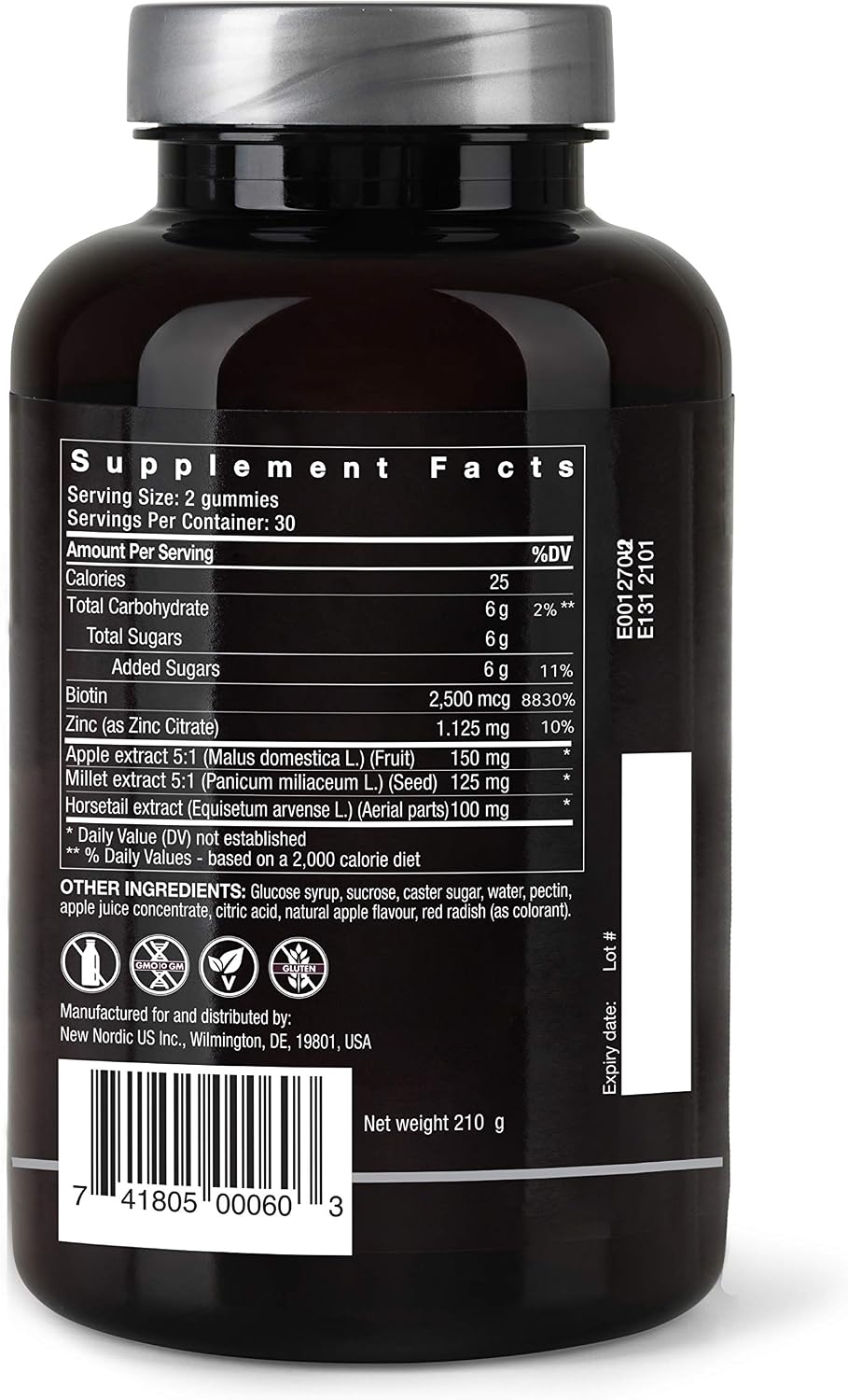NEW NORDIC Hair Volume Daily Biotin Support Gummies - 180-Day Supply (3 Pack) - görsel 8