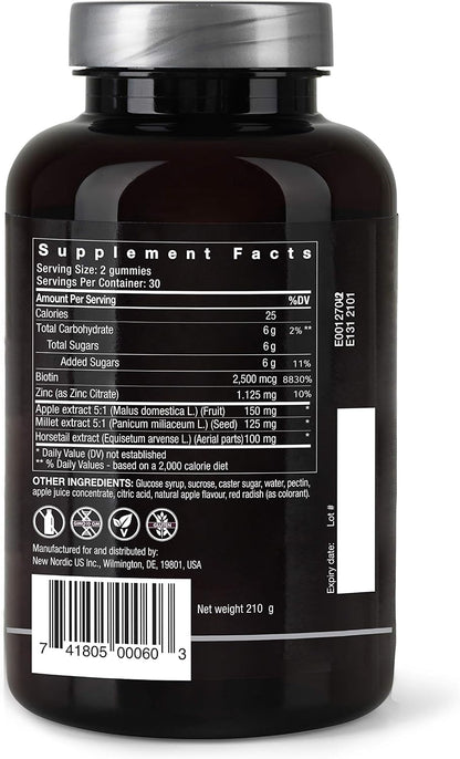 NEW NORDIC Hair Volume Daily Biotin Support Gummies - 180-Day Supply (3 Pack)