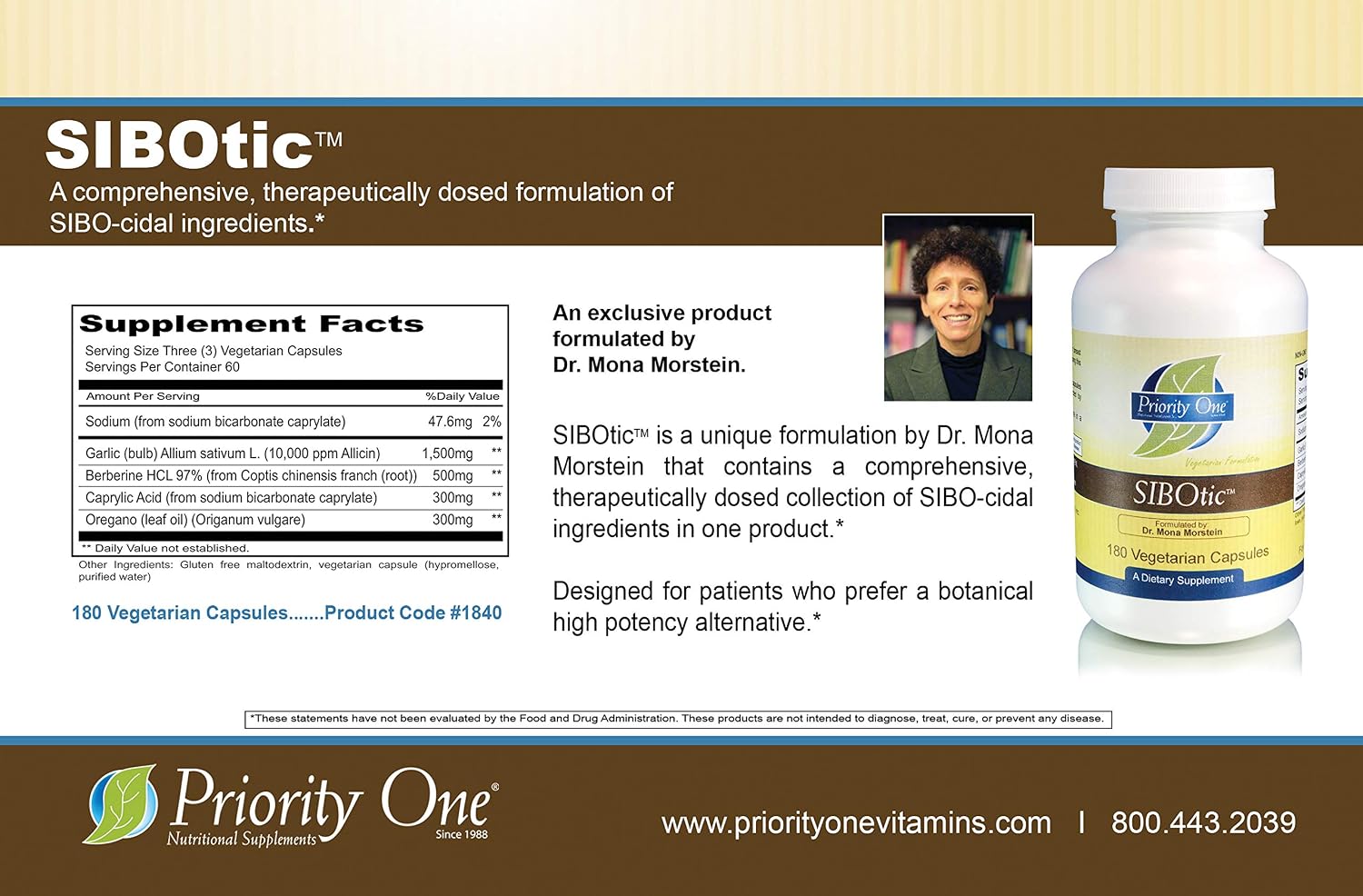 Priority One Vitamins SIBOtic (180 Capsules) - Clinical Strength SIBO Support - görsel 8