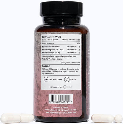 Synchro Micro•Bios - Medical-Grade Spore-Form Probiotic - Bacillus Subtilis (HU58), Coagulans and Clausii - Immune and Digestive Support - 60 Capsules