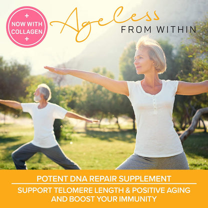 PURAZ Telomere Supplements with Potent Astragalus Root Extract & Collagen - Advanced Formula for Telomere Support, Anti-Ageing, Longevity, DNA Repair & Antioxidant Defence - 60 Capsules
