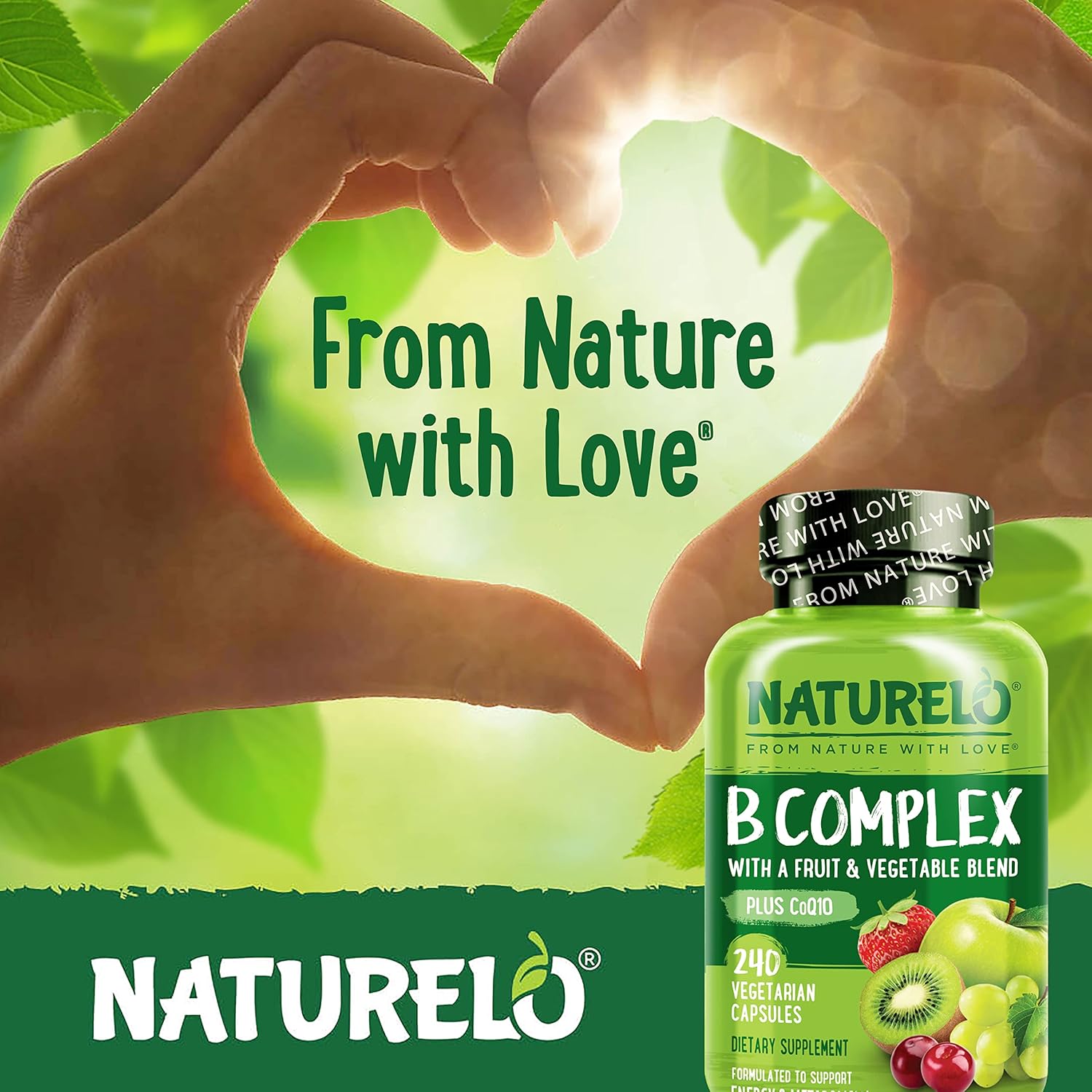 NATURELO Vitamin B Complex - Methylated with CoQ10, Folate & Biotin - Vegan, 240 Capsules - görsel 7