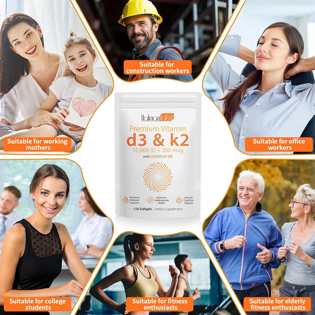 newseel Vitamin D3 K2 Capsules with Coconut Oil, 120 Soft gel capsules - görsel 9