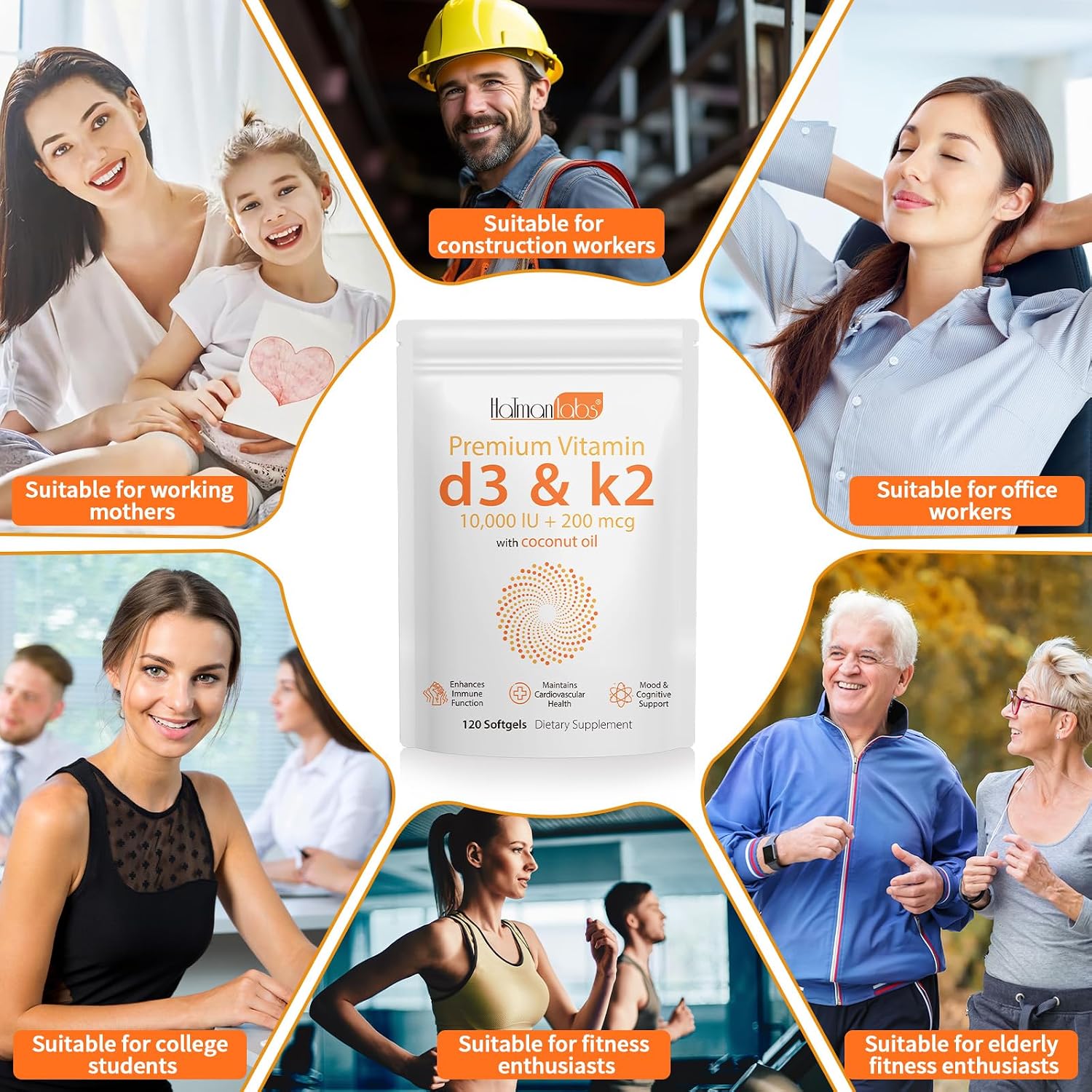 Newseel Vitamin D3 & K2 Supplement with Coconut Oil, 240 Soft gel capsules - görsel 9