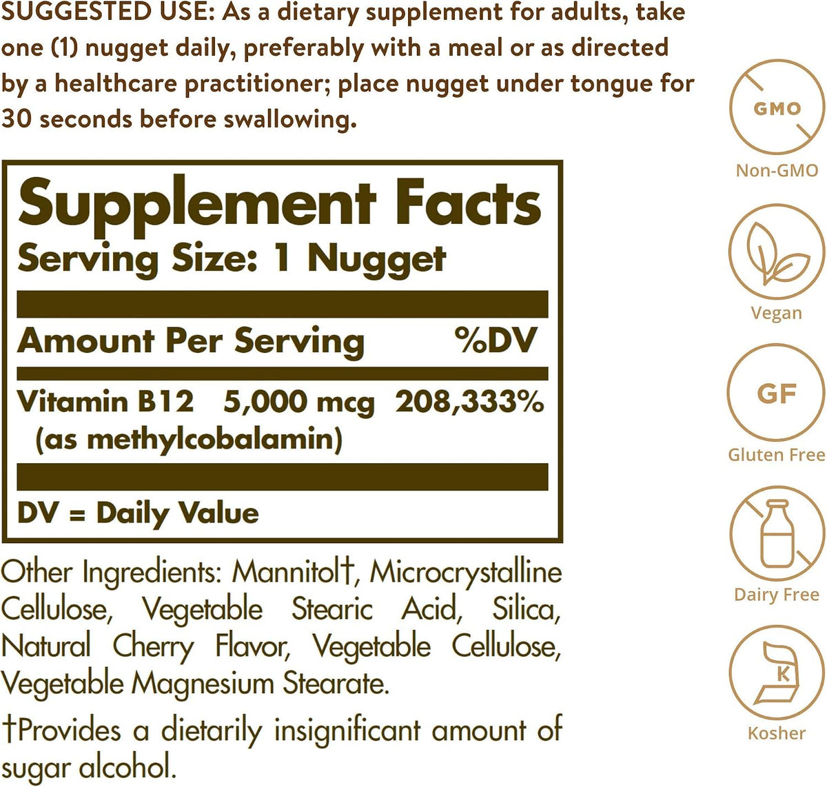 Solgar Methylcobalamin (Vitamin B12) 5000 mcg, 60 Nuggets - Cherry Flavour - görsel 2