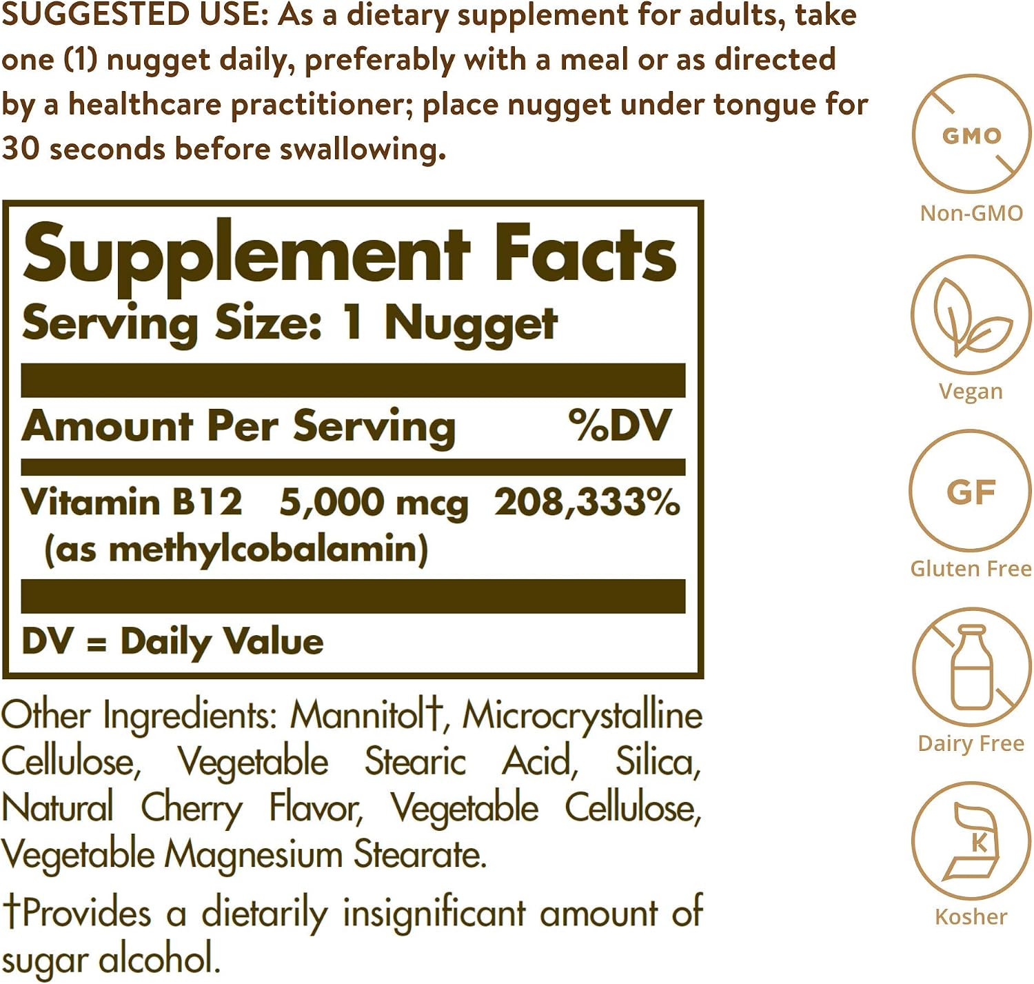 Solgar Methylcobalamin (Vitamin B12) 5000 mcg, 60 Nuggets - Cherry Flavour - görsel 2