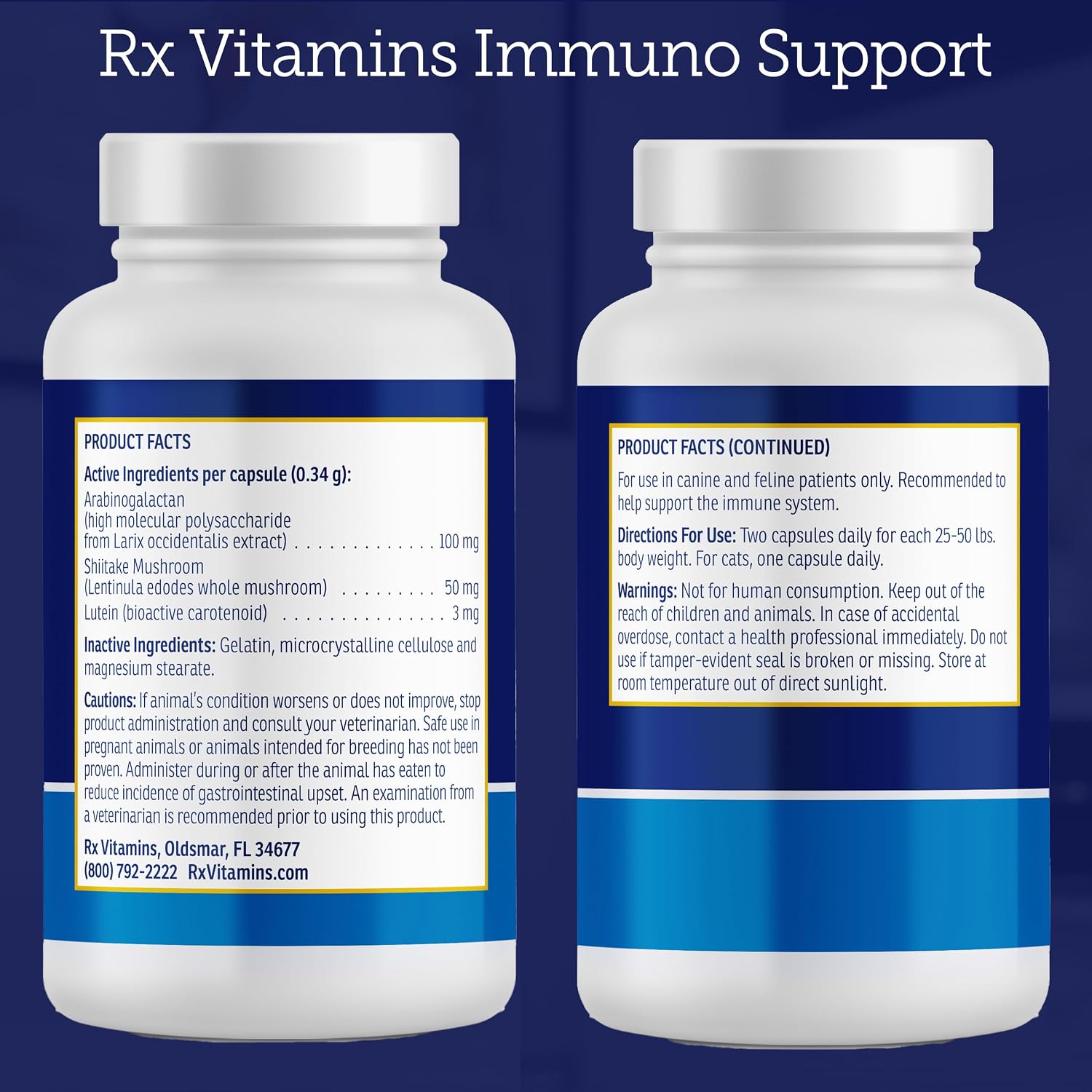 Rx Vitamins Immuno Support, Immune Support for Dogs and Cats - 60ct Supplement with Shiitake Mushroom, Arabinogalactan, and Lutein - görsel 6