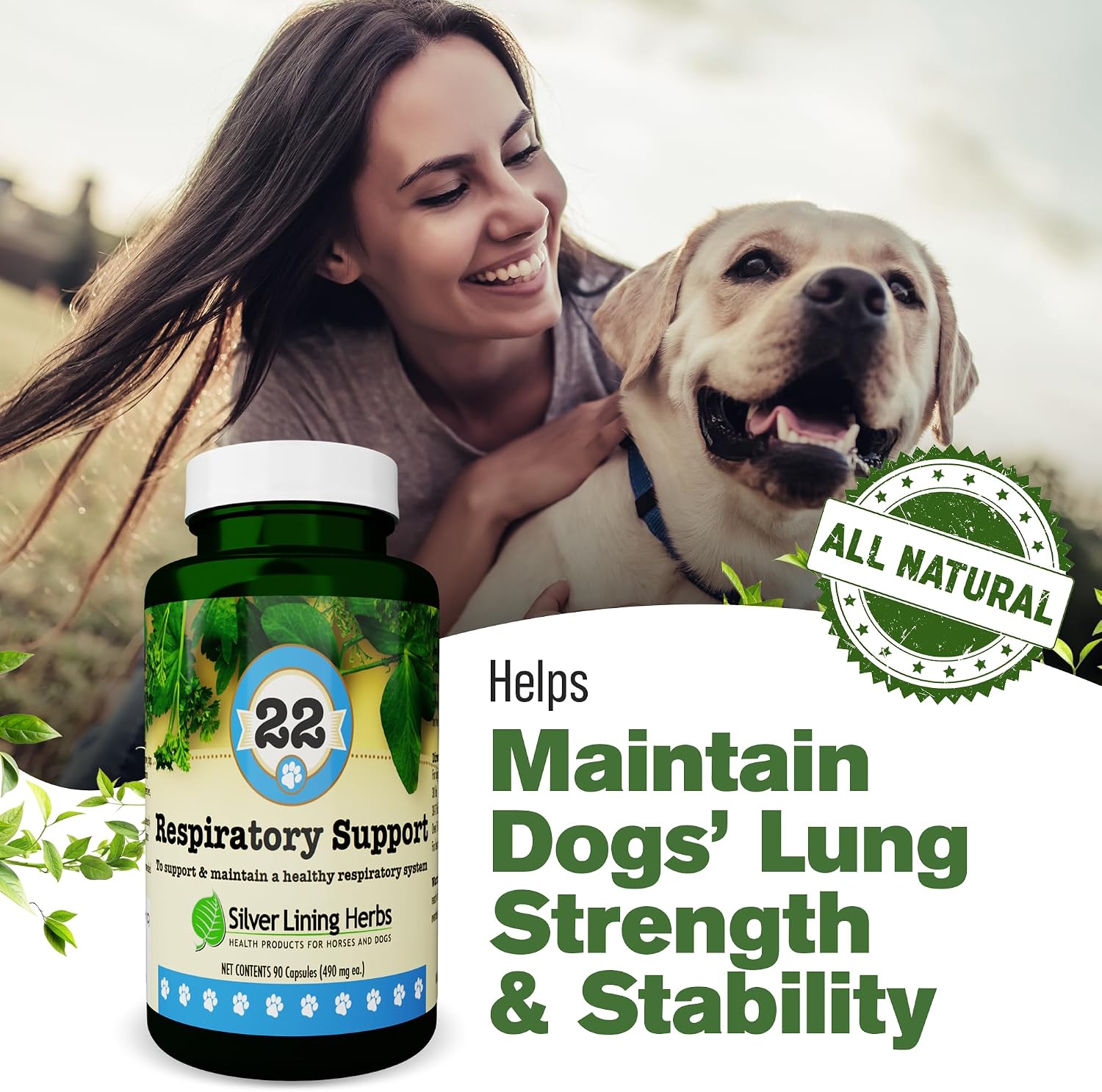 Silver Lining Herbs Dog Respiratory Support Capsules – Herbal Blend for Clear Breathing and Lung Health (90 Capsules) - görsel 8