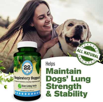 Silver Lining Herbs Dog Respiratory Support Capsules – Herbal Blend for Clear Breathing and Lung Health (90 Capsules)
