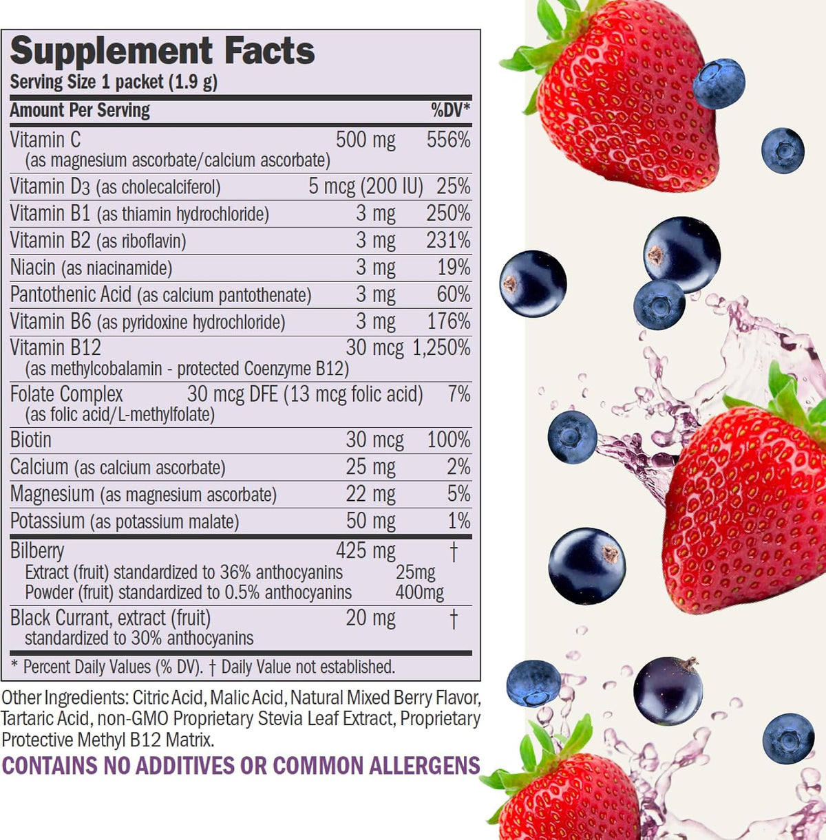 ANDREW LESSMAN Efficient C Mixed Berry 180 Packets - Non-Acidic Vitamin C Drink with Bilberry and B-Complex - görsel 2