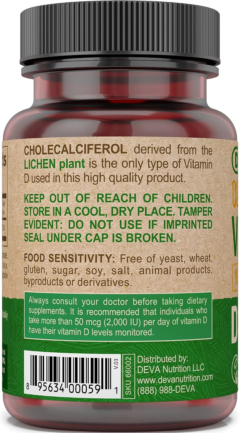DEVA Vegan Vitamin D3 1000 IU - Plant-Based Cholecalciferol, 90 Tablets - görsel 3